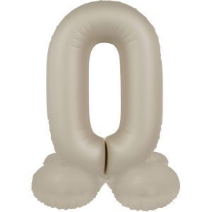 Stehender Folienballon Zahl 0 - Creamy Latte - Ultra Matt 41 cm