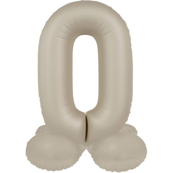 Stehender Folienballon Zahl 0 - Creamy Latte - Ultra Matt 41 cm
