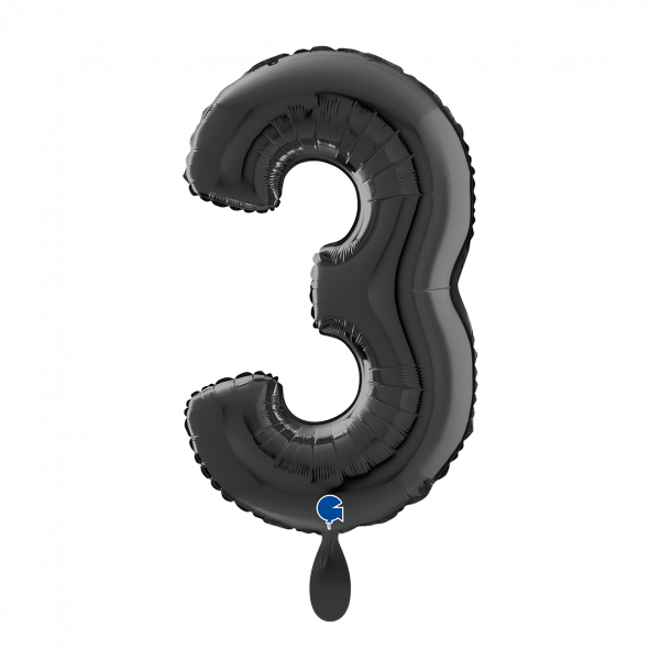 26043K-P Folienballon Medium 3 Schwarz 66c