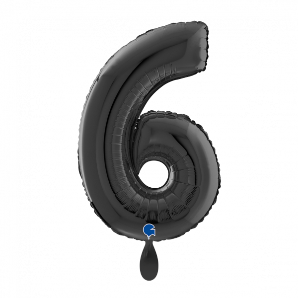 26046K-P Folienballon Medium 6 Schwarz 66cm
