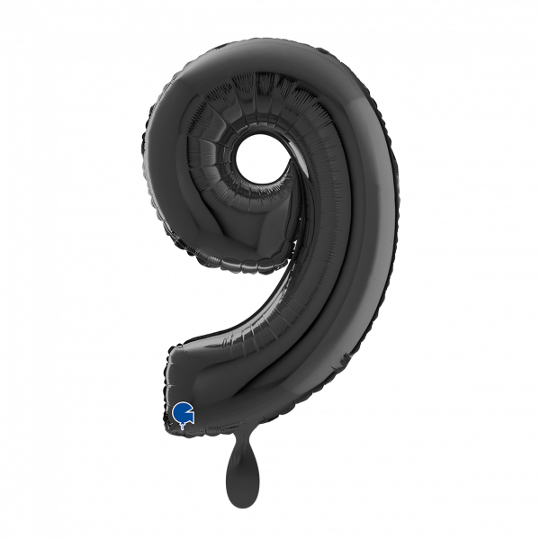 26049K-P Folienballon Medium 9 Schwarz 66cm