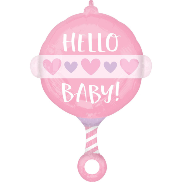 Standard Shape Baby Girl Rattle Folienballon 43 cm x 60 cm