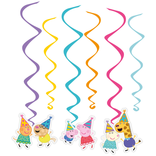 6 Deko-Spiralen Peppa Pig Papier 40 cm, 60 cm