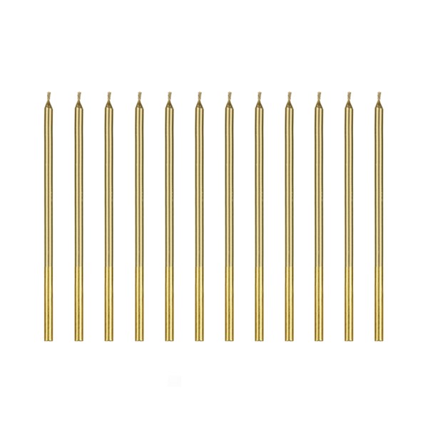12 Geburtstagskerzen, Gold, 14 cm