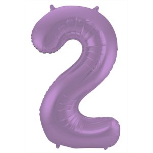 Folienballon Zahl 2 Lila Metallic Matt - 86 cm