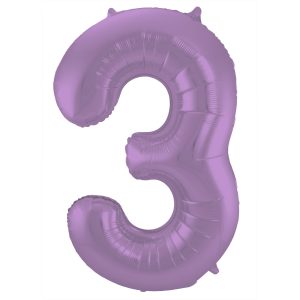 Folienballon Zahl 3 Lila Metallic Matt - 86 cm