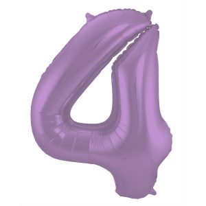 Folienballon Zahl 4 Lila Metallic Matt - 86 cm