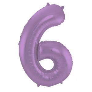 Folienballon Zahl 6 Lila Metallic Matt - 86 cm