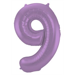 Folienballon Zahl 9 Lila Metallic Matt - 86 cm