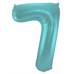 Folienballon Zahl 7 - Pastell Aqua Metallic Matt - 86 cm