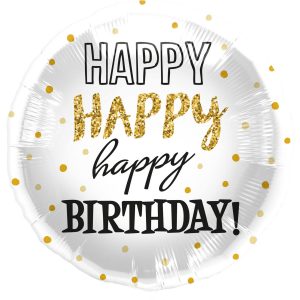 Folienballon Happy Birthday Gold Dots - 45 cm