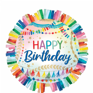 Folienballon Birthday Streamers Fringe Front 60cm