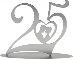 Metall Zahl "25" zur Silberhochzeit geschwungen