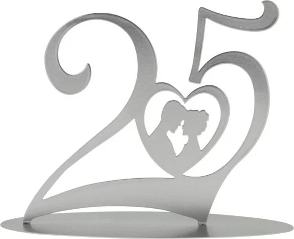 Metall Zahl "25" zur Silberhochzeit geschwungen