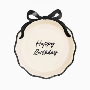 Pappteller Happy Birthday mit Schleife, Mix, 24 cm