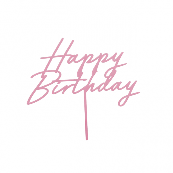 Acryl-Kuchentopper ''Happy Birthday'',rosa , 16,5 cm