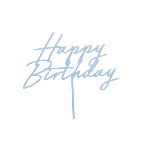 Acryl-Kuchentopper ''Happy Birthday'', hellblau , 16,5 cm