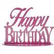 Happy Birthday Ständer rosa Glitzer 16 cm x 20 cm