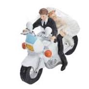 PartyDeco Figur Hochzeitspaar auf Motorrad, 11,5cm