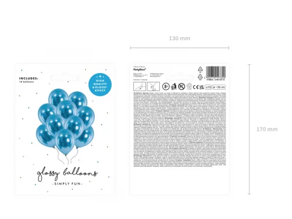10 Ballons Glossy 30cm, Glossy blau