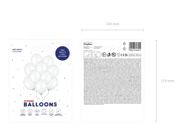 10 Ballons Strong 30cm, Metallic Pure White
