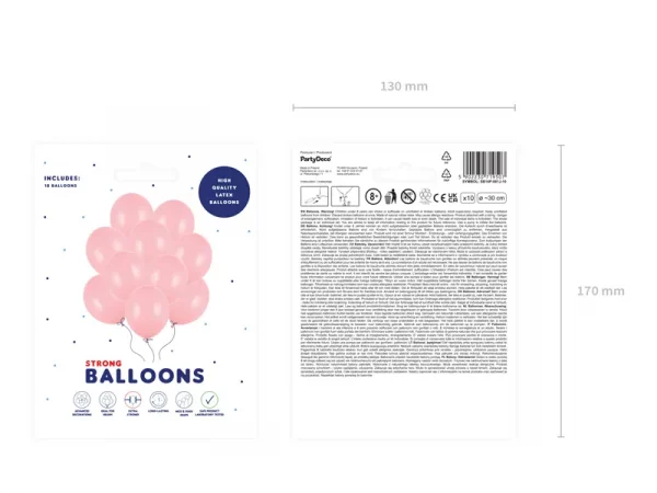 10 Ballons Strong 30cm, Pastel Baby Pink