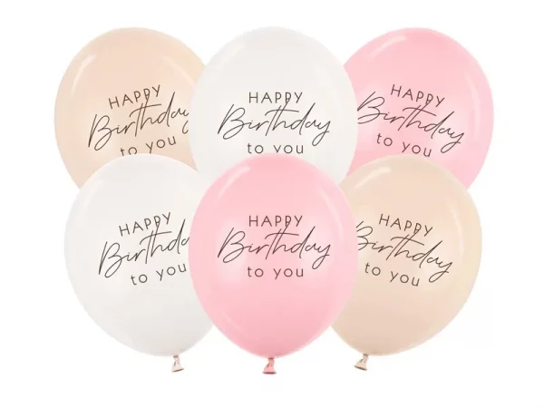 Ballons 30 cm, Happy Birthday, Rosa-Mix