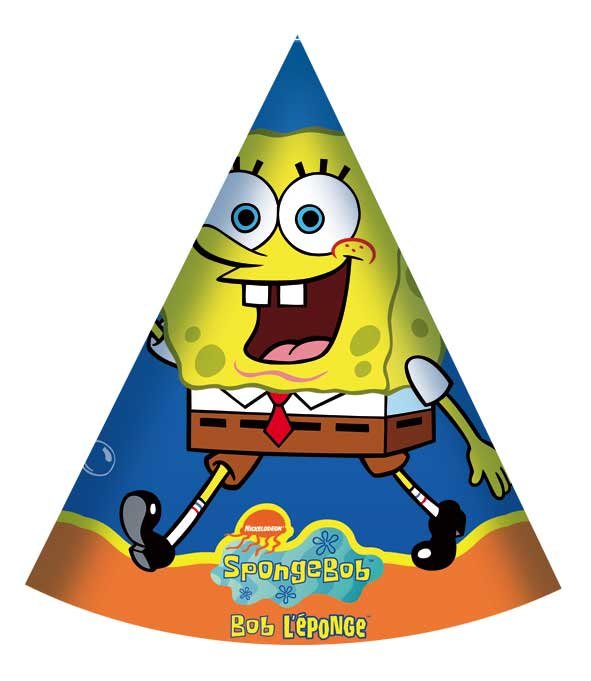 6 SpongeBob Surfing Partyhüte
