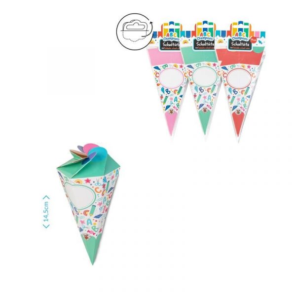 Schultüten 14cm faltbar, verschiedene Farben