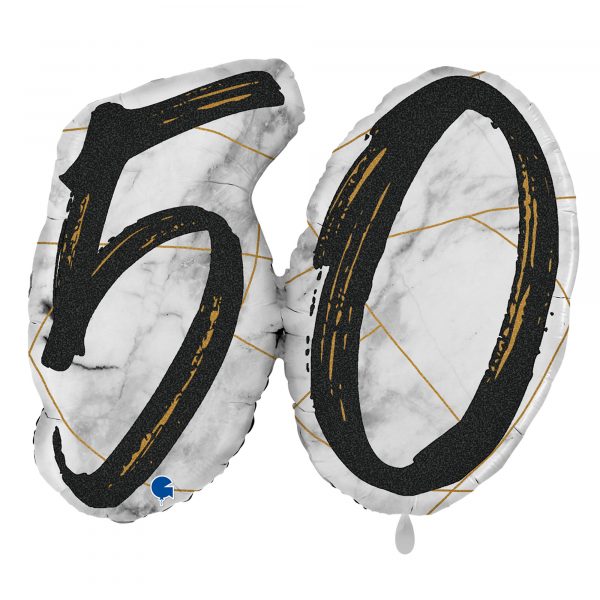 G31012GHK-P_1 XXL Folienballon Marble Mate 50 Negro 97cm