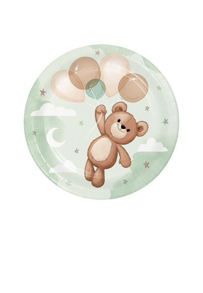 8 Teller Teddybär Baby 17,4cm