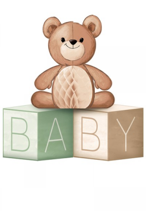 Centerpiece Teddybär Baby blocks 15 x 15cm Teddy Bear 23cm