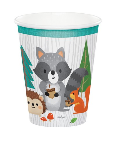 8 Pappbecher Waldtiere 266ml
