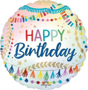 Folienballon Birthday Streamers 43cm