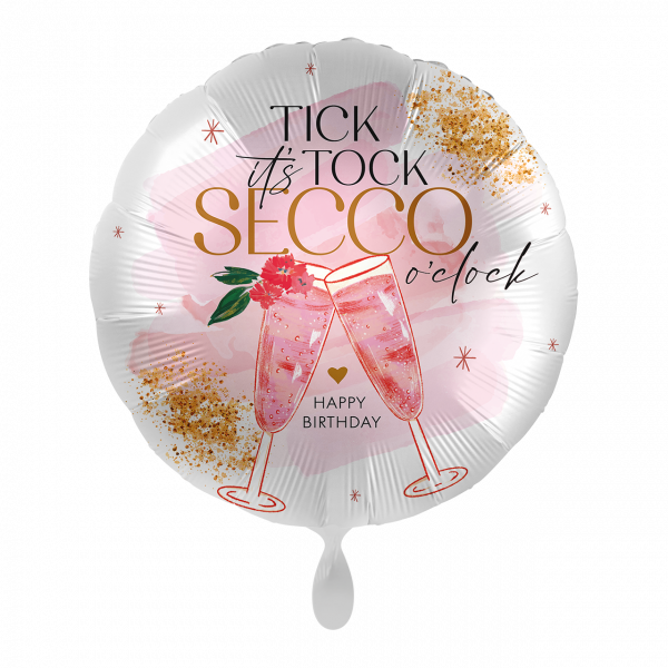 50171-ENG Folienballon "Pink & Shiny Secco Birthday" 43cm