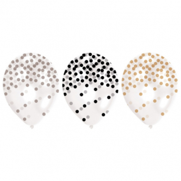 6 Latexballoons Golden Wishes 22,8 cm / 9"