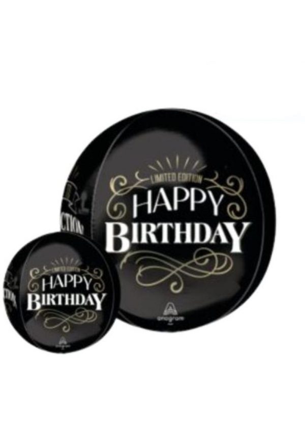 Orbz (" Limited Edition") Happy Birthday Schwarz Gold 40cm