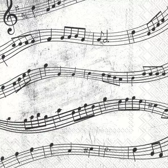 20 kleine Cocktailservietten Musik Noten 25x25cm