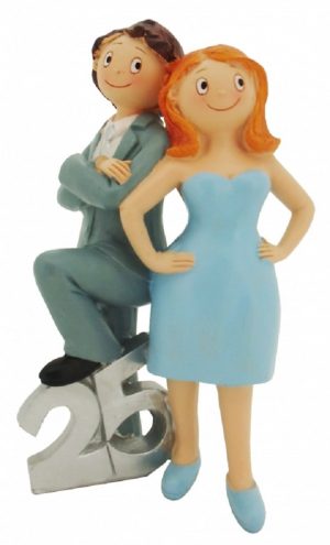 Polyresinfigur Silber Hochzeitspaar