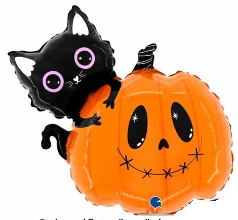 Mini Shape Cat & Pumpkin 14in/36cm