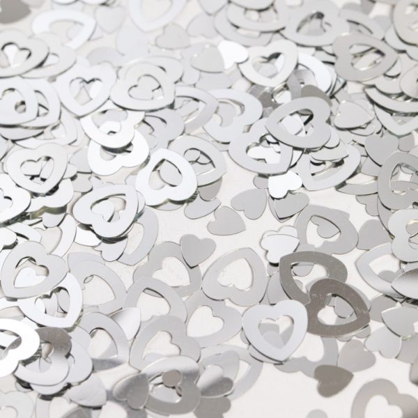 Tischkonfetti Silber offene Herzen - 14 Gramm