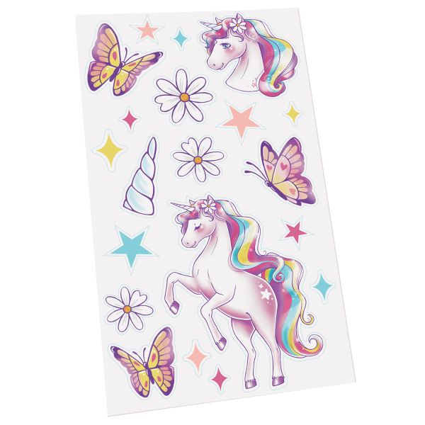8746841-9919536-2-3-600 4 Blätter Temporary Tattoos Einhorn