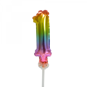 Folienballon-Tortetopper 5″ Nr. 1 Regenbogen