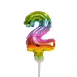 Folienballon-Tortentopper ″ Nr. 2 Regenbogen