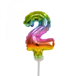 Folienballon-Tortentopper ″ Nr. 2 Regenbogen