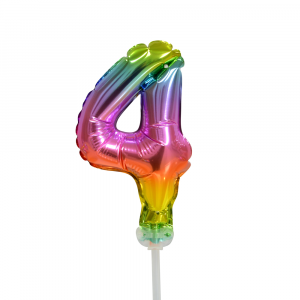Folienballon-Tortentopper ″ Nr. 4 Regenbogen