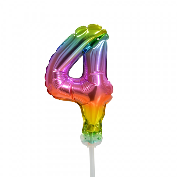 Folienballon-Tortentopper ″ Nr. 4 Regenbogen