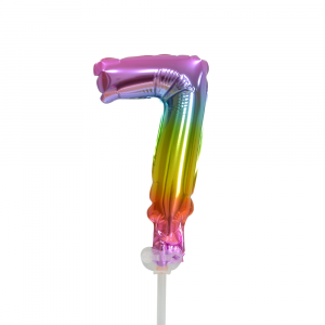 Folienballon-Tortentopper ″ Nr. 7 Regenbogen