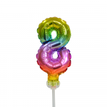 Folienballon-Tortentopper ″ Nr. 8 Regenbogen