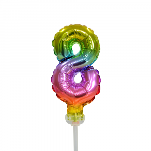 Folienballon-Tortentopper ″ Nr. 8 Regenbogen